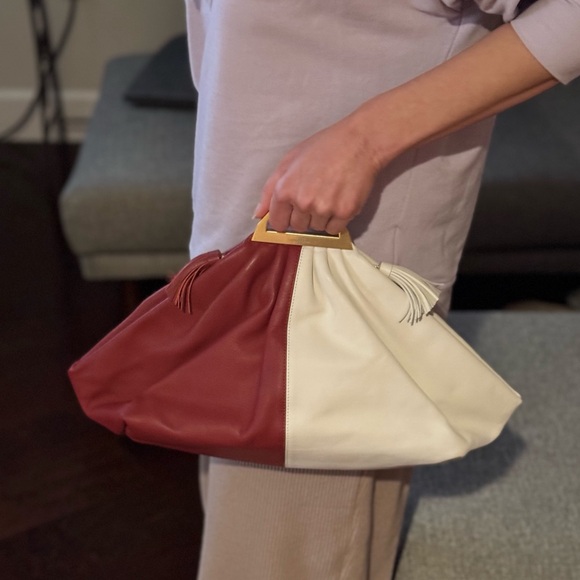 THE VOLON WINE/WHITE GABI HANDBAG - Picture 7 of 13